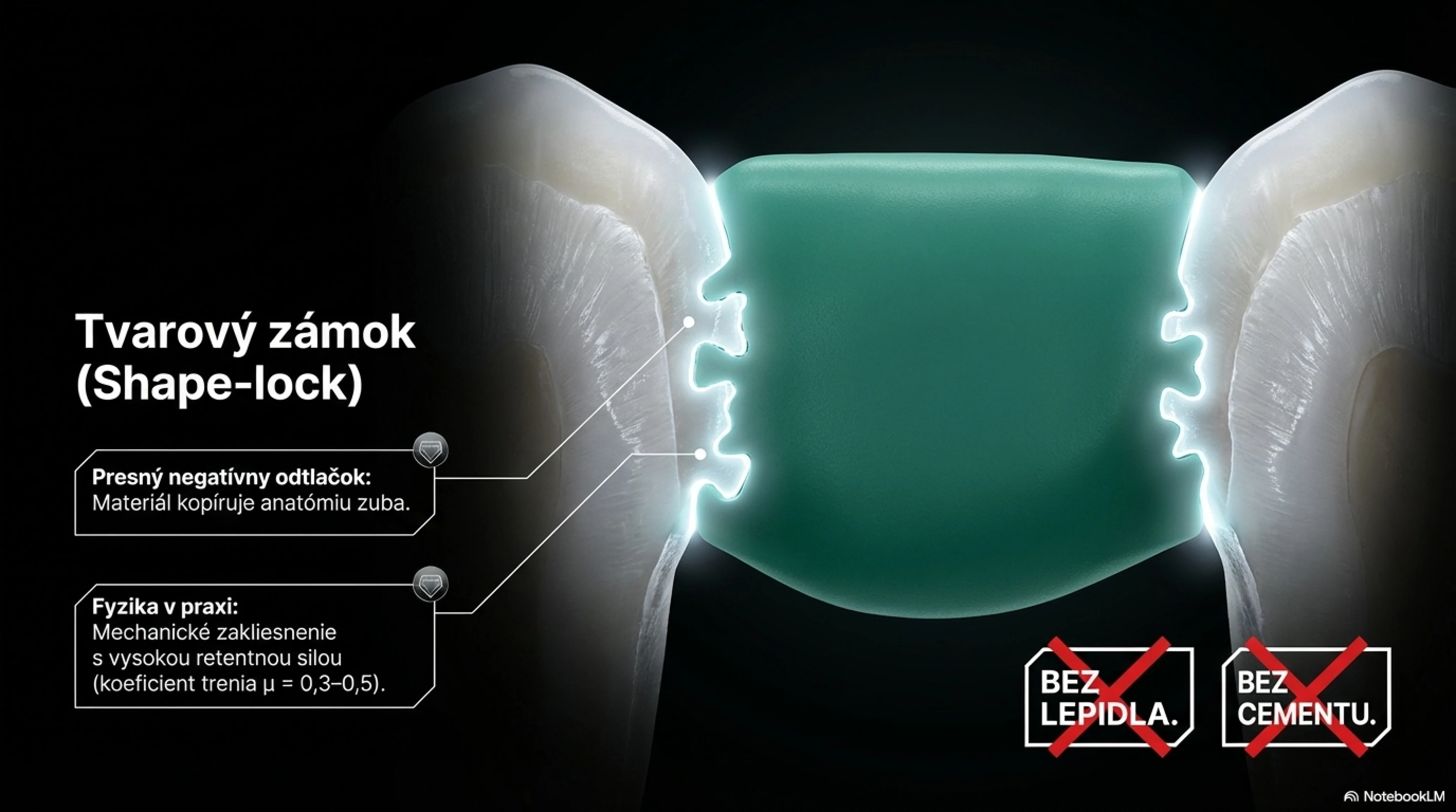 Tvarový zámek Denticor po ztuhnutí