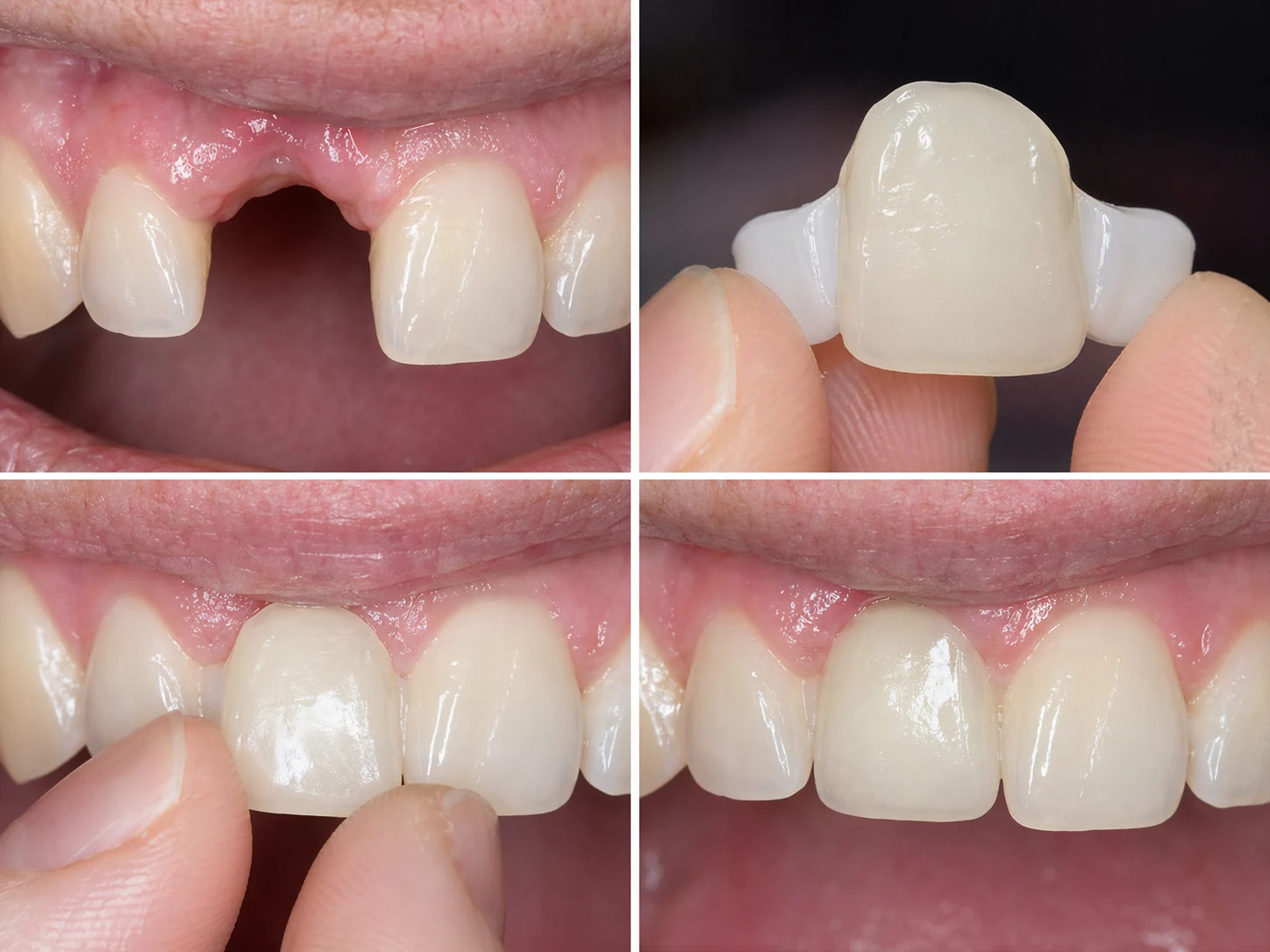 Vizuální návod — chybějící horní oční zub a premolár