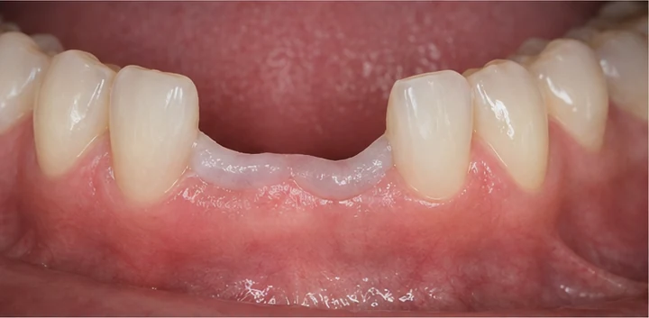 Vizuální postup vloženia a dotvarovania náhrady — dolní dva premoláre