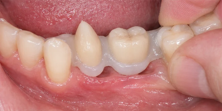 Vizuální návod — chybějící dva horní premoláre